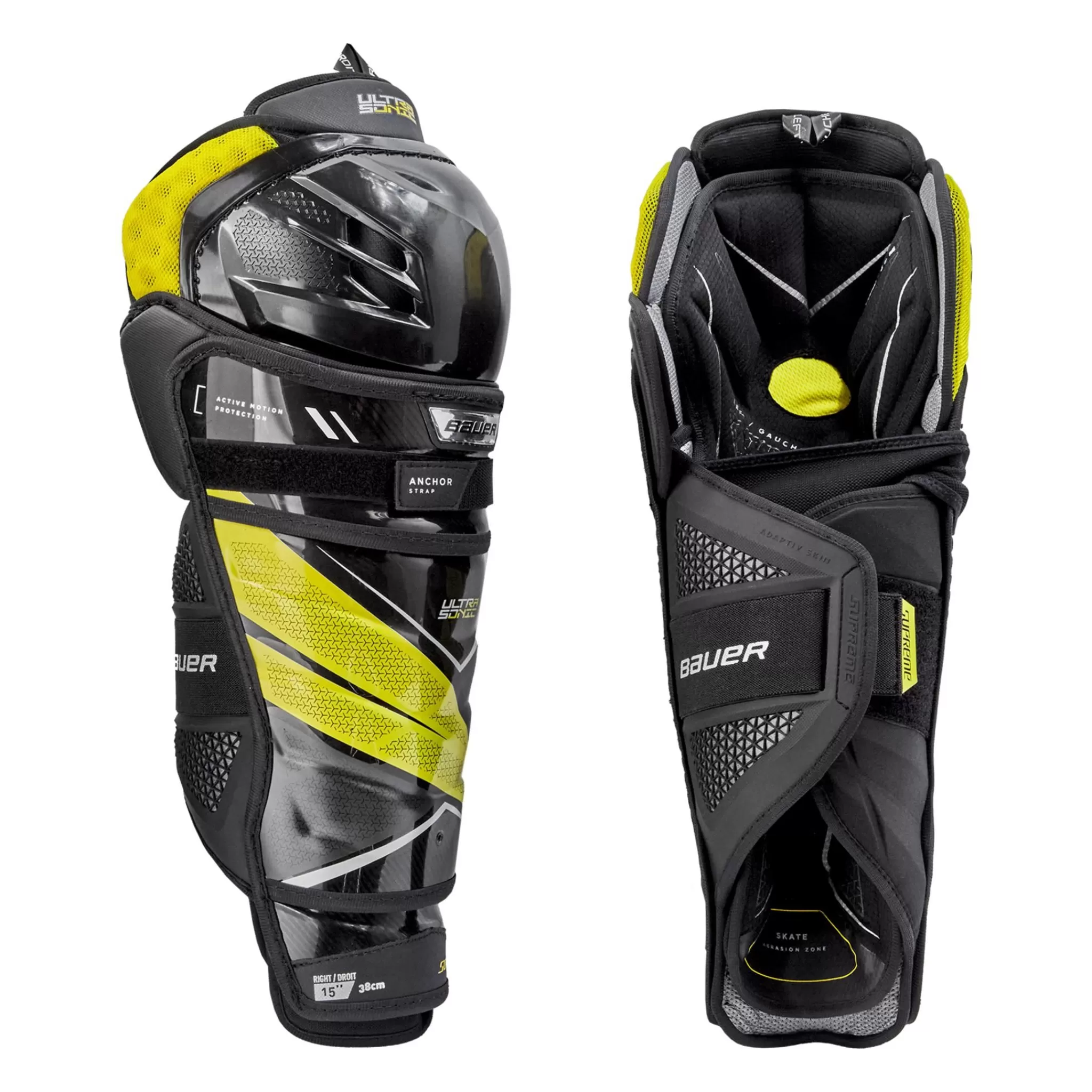 Store bauer S21 Supreme Ultrasonic Shin Guard - Int-22/23, Leggskinn Intermediate