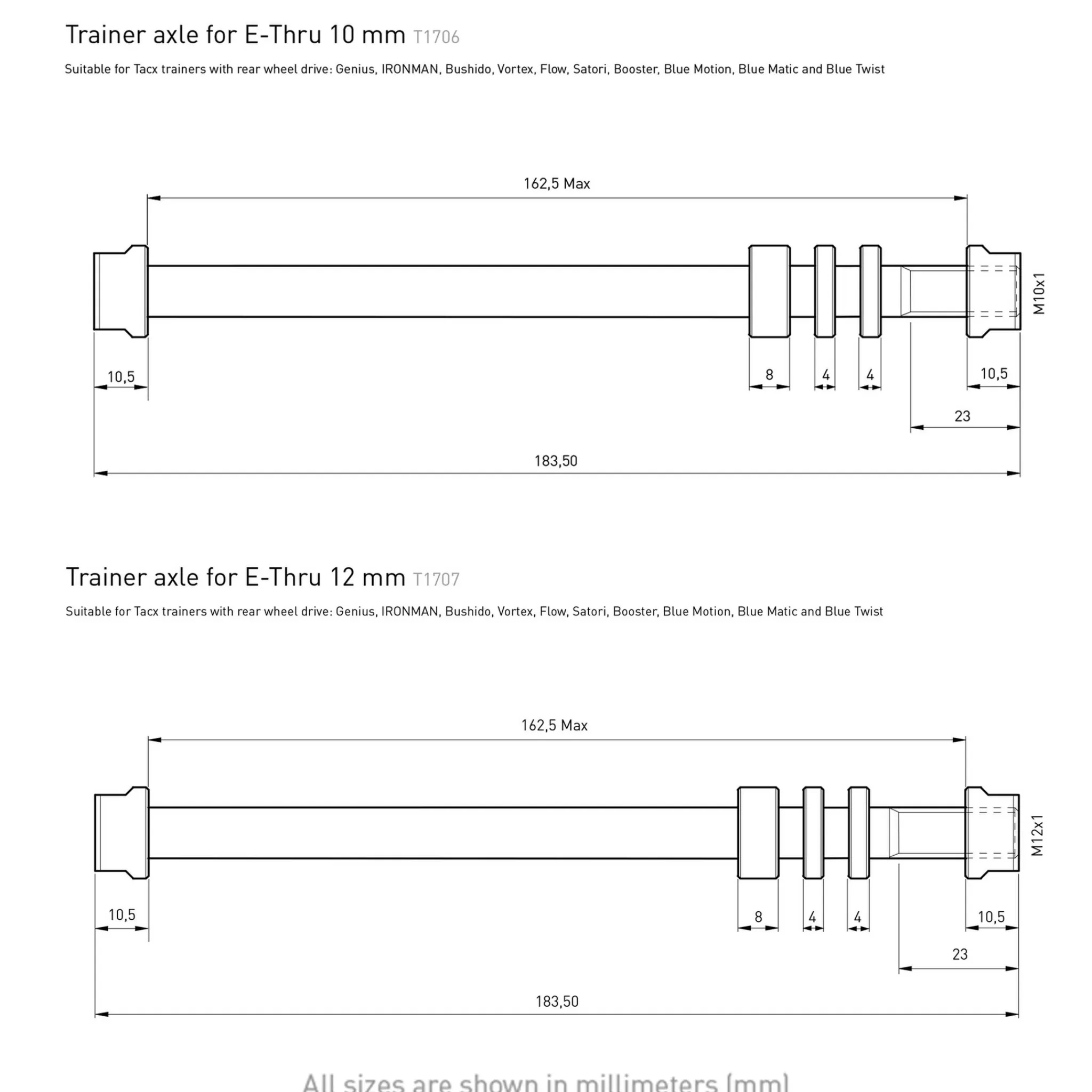 Flash Sale tacx , E-Thru Axle Skewer 12 Mm X 1 Rear Wheel, Sykkelrulleaksling