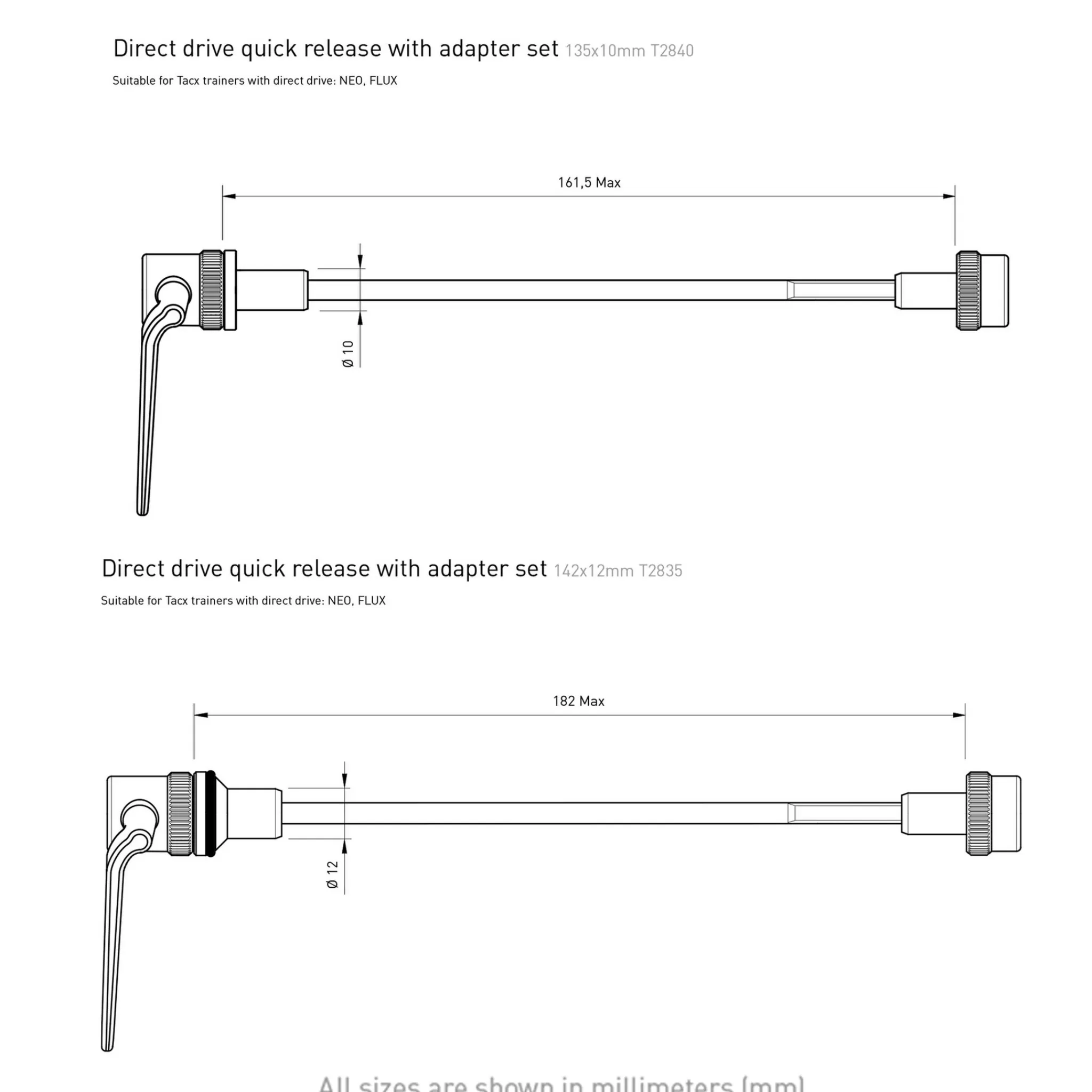 Flash Sale tacx , E-Thru Axle Skewer 12 Mm X 1 Rear Wheel, Sykkelrulleaksling
